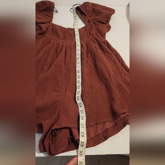 Princess Polly Lorna Gauze Romper Brown Size 2 - Picture 11 of 14